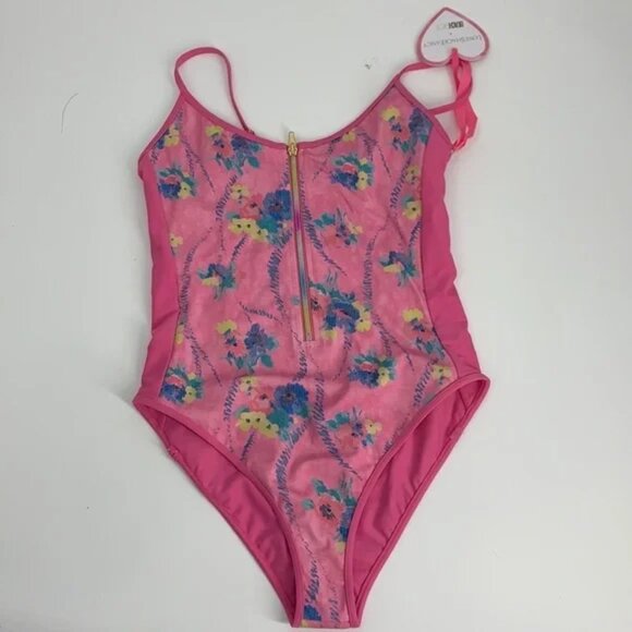 Nwt Love Shack Fancy x Beach Riot Cheryl Hints Hibiscus Floral Zip Swimsuit - Picture 7 of 11
